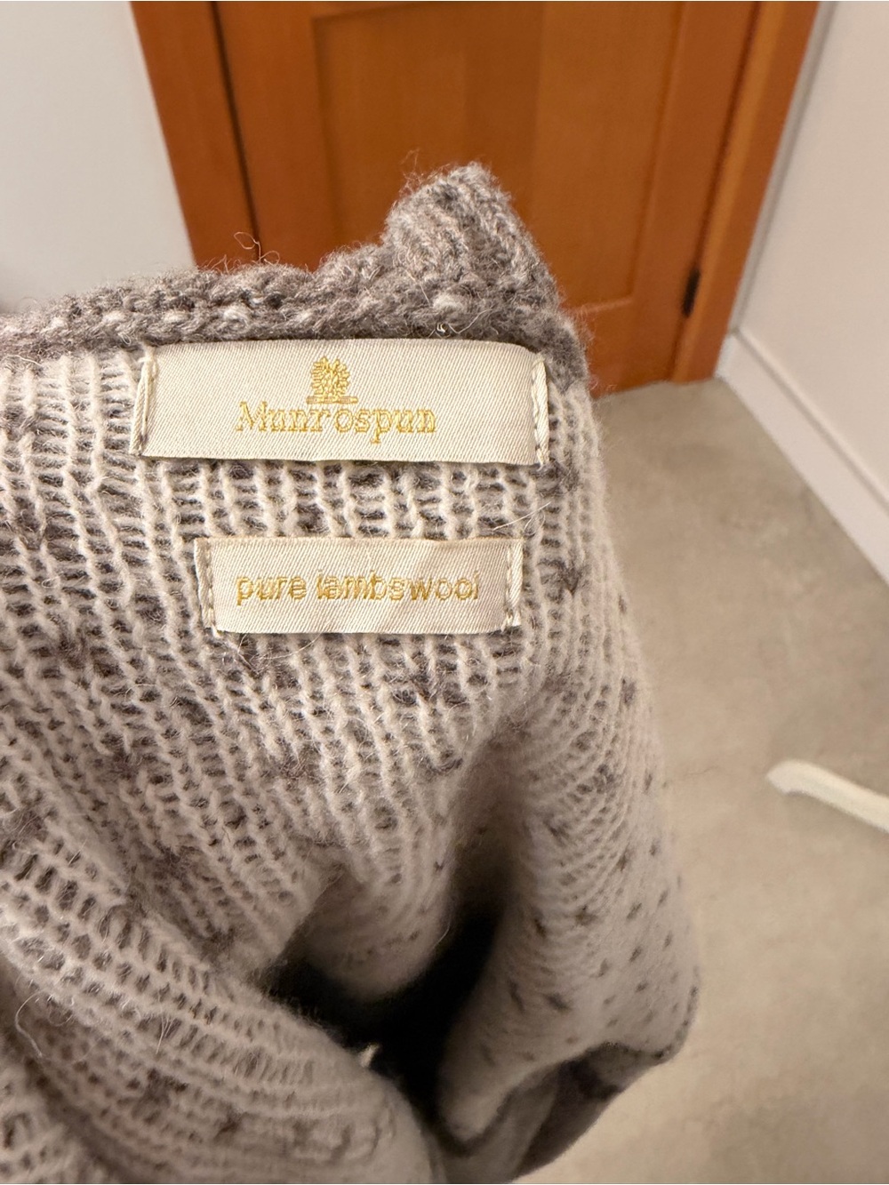 Cozy Lambswool Nordic-Pattern Crewneck Sweater - Taupe, medium - Picture 4 of 5